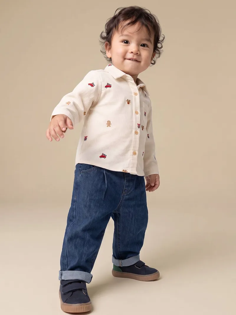 Vertbaudet Baby Jeans mit Dehnbund BASIC, Dunkelblau, – Produktbild 5 von 5