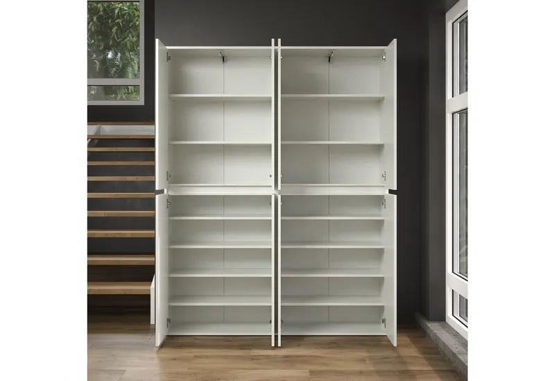 Home affaire Garderoben-Set Novara, (Komplett-Set, 2-St), Garderobenschränke mit insgesamt 16 Fächern - (B/T/H) 148/34/191 cm, Weiß, – Produktbild 5 von 5
