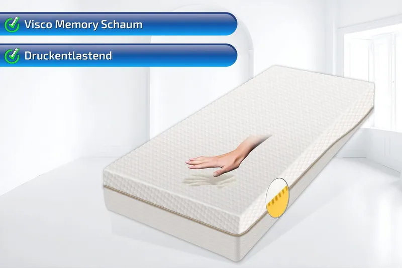 Visco-Matratze VISCOMAXX 900, extra 26cm hoch, 9 Zonen & hohes Raumgewicht, Matratzen Perfekt, 26 cm hoch, (Kaltschaum), Komfortmatratze mit 10cm Viscoschicht auf 15cm Kaltschaumkern, Weiß, – Produktbild 2 von 5
