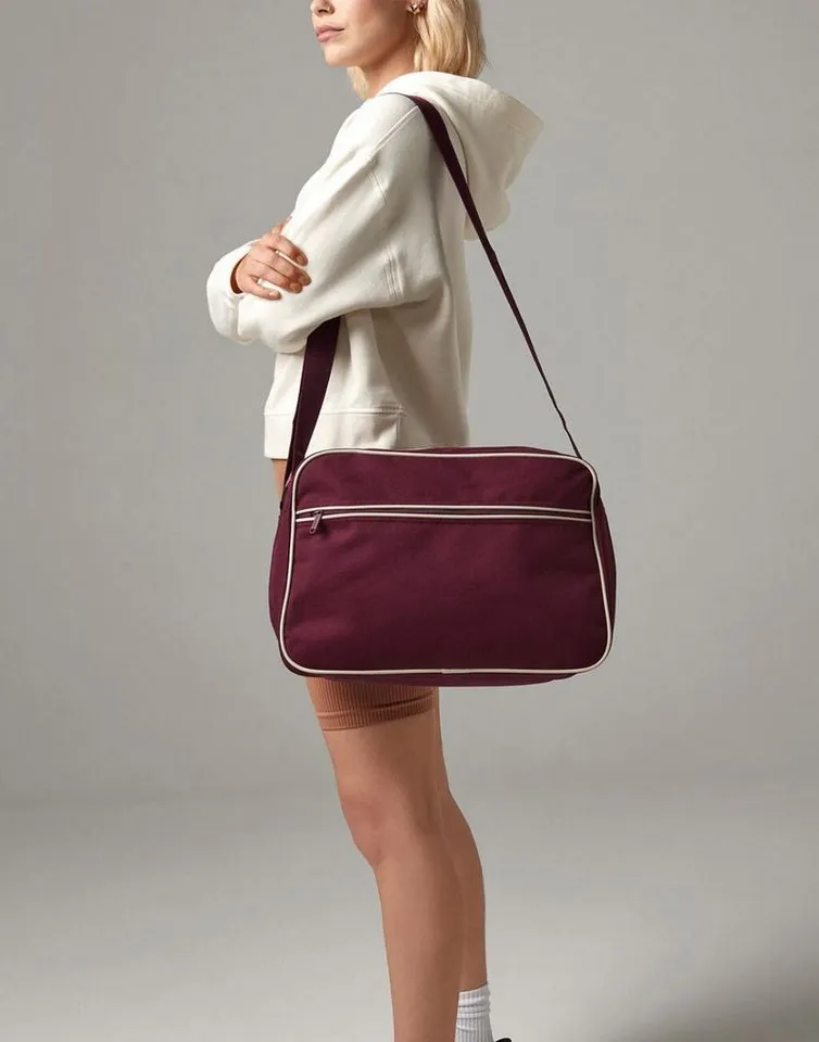 BagBase BagBase Umhängetasche Retro Shoulder Bag / Umhängeasche, 40 x 28 x 18 cm, Burgundy/sand, – Produktbild 3 von 5
