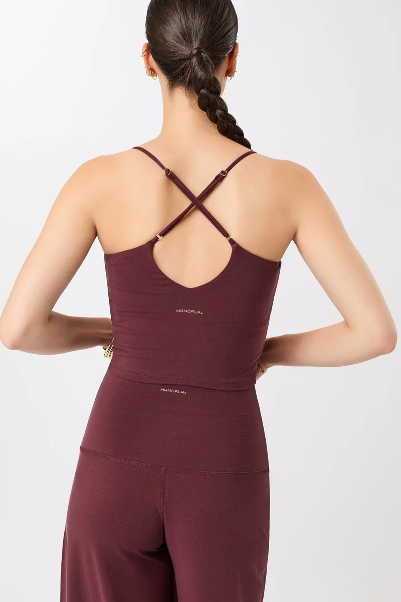 mandala MANDALA Damen vegan Top Cropped Pilates Ruby, Dunkelrot, – Produktbild 2 von 2