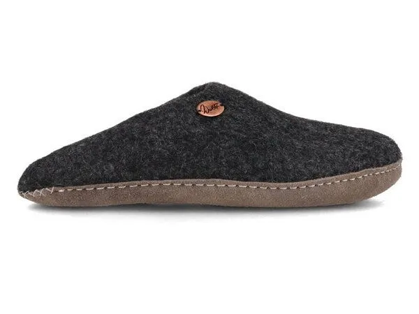 WoolFit WoolFit Handgefilzte Pantoffeln ohne Fersenrand Hausschuhe aus 100% Wolle, Grau, – Produktbild 3 von 4