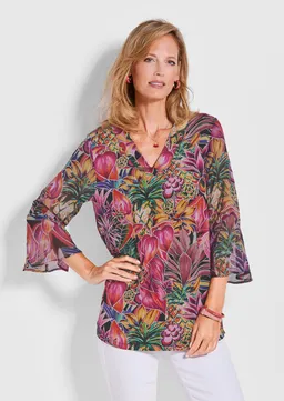 Goldner Blusenshirt mit zarten Chiffon-Ärmeln - bunt / gemustert - Gr. 40 von Goldner Fashion – Produktbild 1 von 1