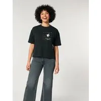 Kultgut Kultgut Biofair- Boxistyle Shirt / BE FREE & PROUD YOURSELF, Schwarz, – Produktbild 1 von 1