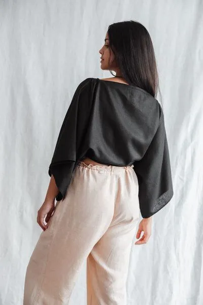 Jyoti - Fair Works Jyoti - Fair Works Bio-Baumwoll Bluse Risay, Schwarz, – Produktbild 3 von 4