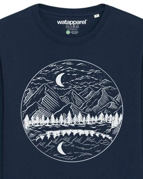 watapparel watapparel Sweatshirt Unisex Mountains by night, French navy, – Produktbild 3 von 4