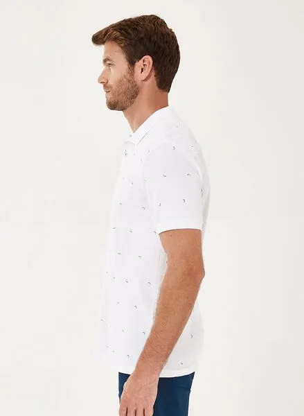 ORGANICATION ORGANICATION Poloshirt aus Bio-Baumwolle mit Allover-Print, White, – Produktbild 3 von 4