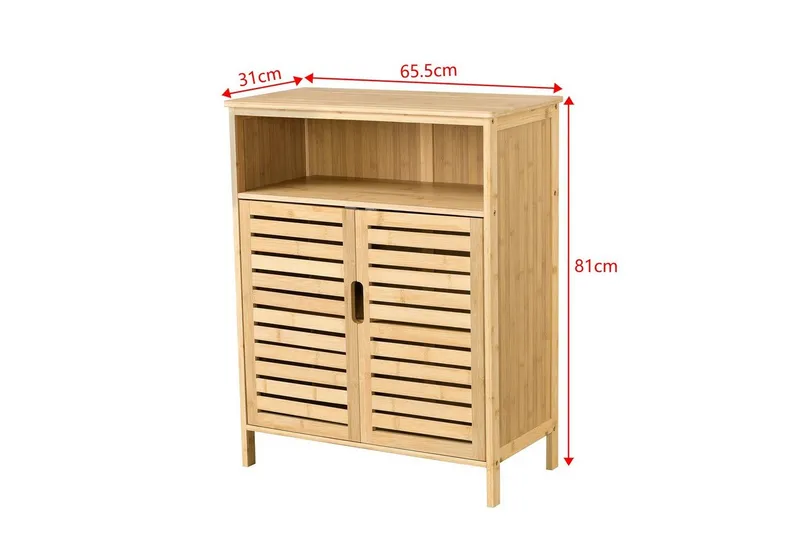en.casa Midischrank »Eslöv« Badezimmerschrank 81x65,5x31cm Bambus, Beige, – Produktbild 4 von 5