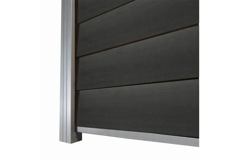 woodstore24 WPC Zaun / Sichtschutz / Steckzaun, 20 (S) x 1740 (H) x 1800 (B) mm, incl. Anfangs- und Abschlussleiste Modulares Zaunsystem in Keilspund Anthrazit (ohne Pfosten) – Produktbild 1 von 1