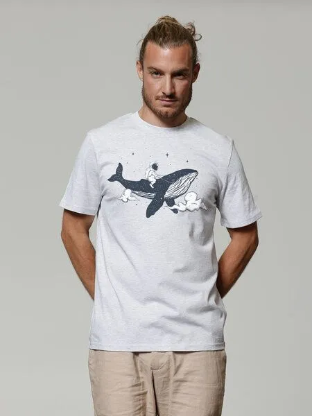 watapparel watapparel T-Shirt Unisex Spacewhale, Cool heather grey, – Produktbild 2 von 4