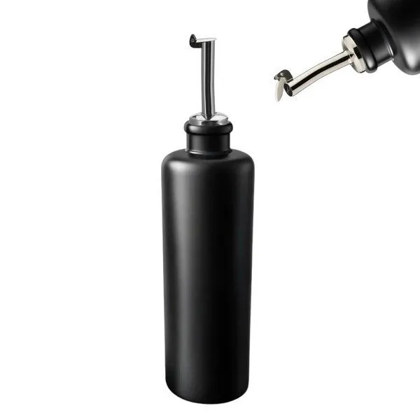 mikken mikken Schwarze Keramikflasche 500 ml – Ölflasche mit Edelstahl-Ausgießer – Produktbild 1 von 3