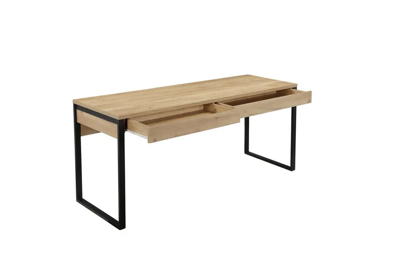 OTTO home Schreibtisch Moid, Computertisch im modernen Design, Breite 120/140/160 cm, mit Metallbeinen & Schublade, Beige|schwarz, – Produktbild 4 von 8