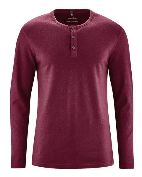 HempAge HempAge Herren Langarm-Shirt Hanf/Bio Baumwolle, Rioja, – Produktbild 1 von 5