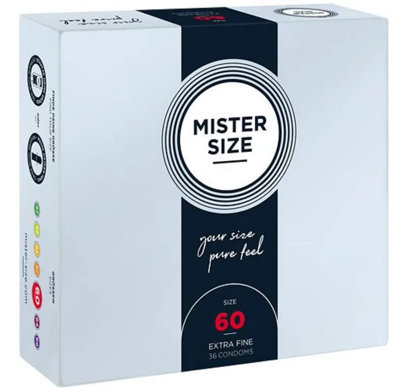 MISTER SIZE XXL-Kondome Mister Size «60» Maßkondome - kraftvoll & sicher Packung mit, 36 St., Kondome in, vegan, extra dünn & extra fein, das passende Kondom in Ihrer Größe, Weiß, – Produktbild 1 von 4