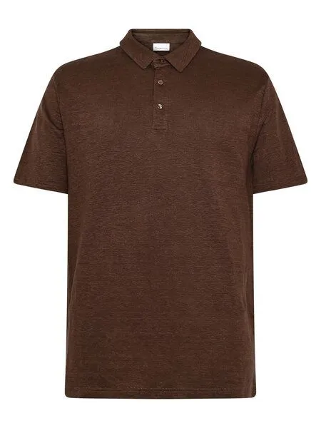 KnowledgeCotton Apparel KnowledgeCotton Apparel Poloshirt Regular aus Bio-Leinen, Braun (shaved-chocolate), – Produktbild 3 von 4