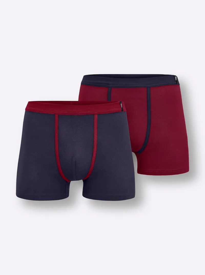 wäschepur men Hose kurz marine + dunkelrot, Marine + dunkelrot, – Produktbild 1 von 3
