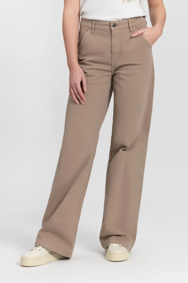 Kuyichi Kuyichi Damen vegan Chino Hose Thalia Schwarzer Tee Braun, Hellbraun, – Produktbild 2 von 2