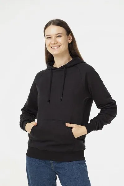 Evermind Evermind Unisex Raglan Hoodie aus Bio-Baumwolle, Schwarz, – Produktbild 1 von 4
