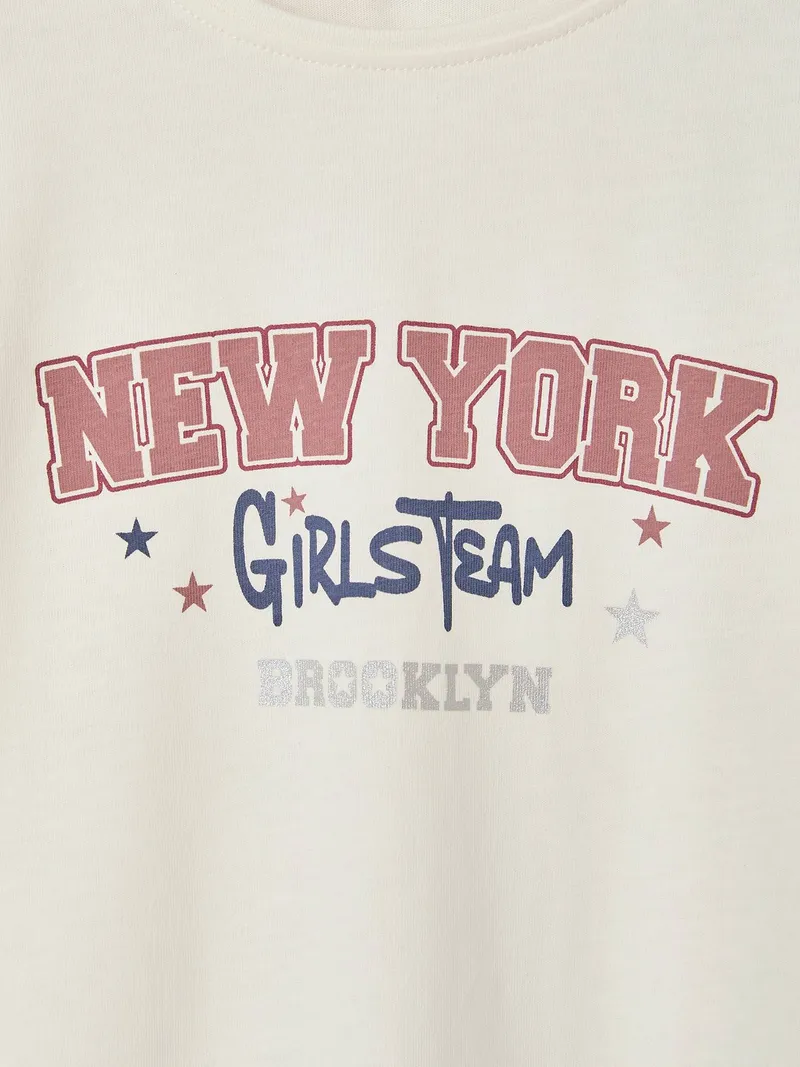 Vertbaudet Langarmshirt NEW YORK Mädchen, Wollweiß, – Produktbild 3 von 4