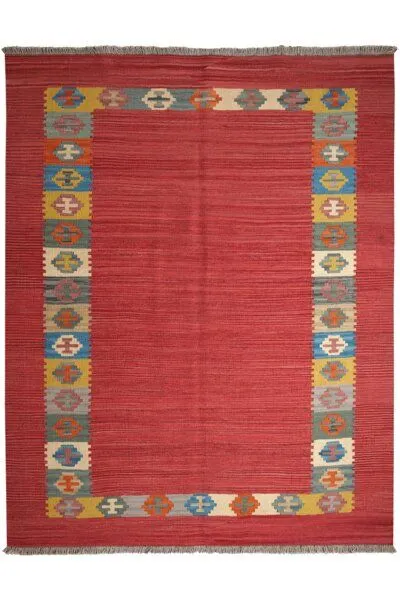Rugtales Kelim Gashgai Rot „Rugtales“ aus Schurwolle, 160x201 cm, Rot, – Produktbild 3 von 4