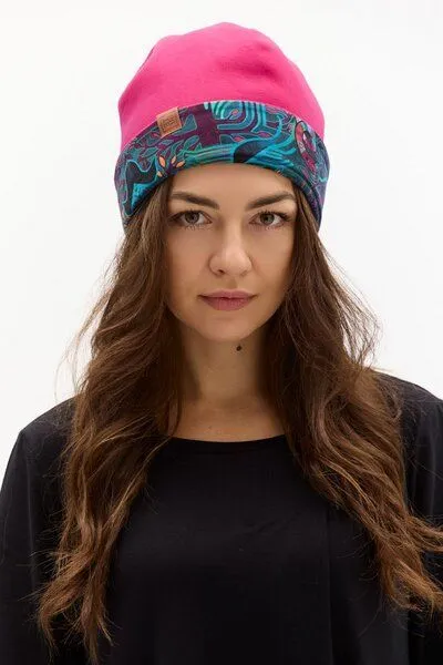 KOKOworld Mütze Twins – Klassische Beanie – Beidseitig – Warm – Fair produziert in EU – KOKOworld, Magenta amanay (mehrfarbig), – Produktbild 1 von 4