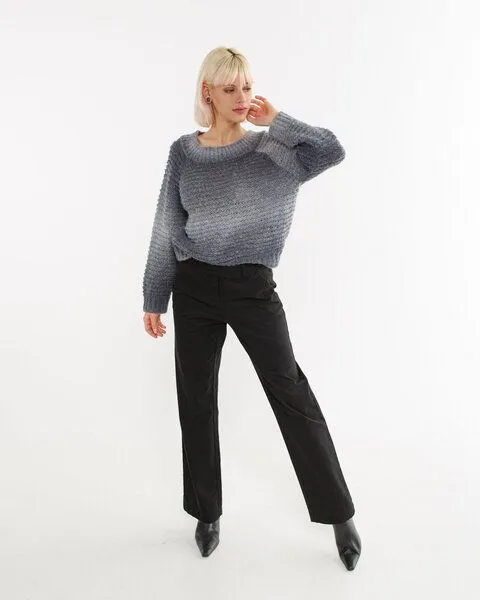 Alma & Lovis Alma & Lovis Strickpullover im Colorchange aus Alpaka-Woll-Mix | Degrade Pullover, Dolphin (grau), – Produktbild 2 von 4