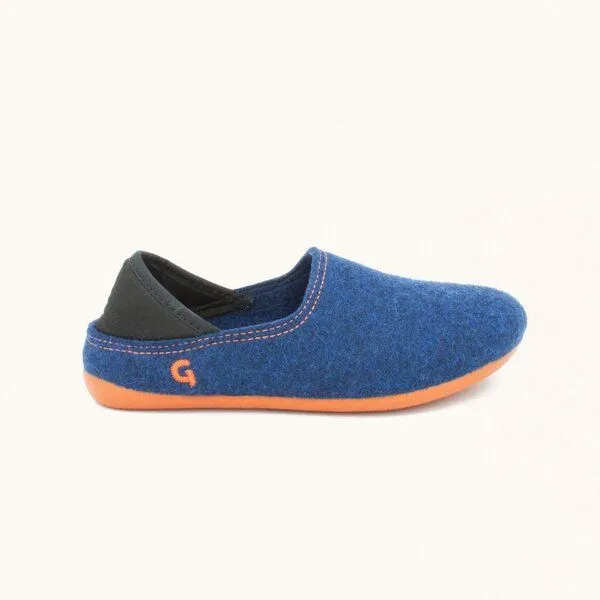 Gottstein Gottstein Kinder-Hausschuh Wool Slip-on Kids aus 100% Schurwolle mit rutschfester Gummisohle, Dunkel-blau, – Produktbild 2 von 4