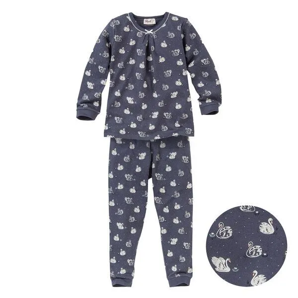 People Wear Organic People Wear Organic Pyjama "Schwäne", Langarm-Schlafanzug, dunkelblau/bedruckt, aus 100% Baumwolle (Bio) – Produktbild 1 von 4