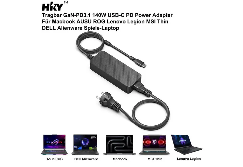 HKY 140W 28V 5A USB C für ADP-140AB B, FSP-140 A1AR3,Huawei Matebook X Pro Netzteil (Huawei Matebook GT 14, Surface Book 3,Legion Go, HP TPN-DA29 Ladegerät), Schwarz, – Produktbild 3 von 5