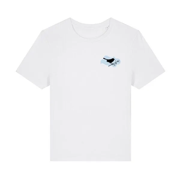 Spangeltangel Spangeltangel Damenshirt "Vogel", T-Shirt, gedrucktes Vogelmotiv, für Frauen, Biobaumwolle, Weiß, – Produktbild 1 von 3