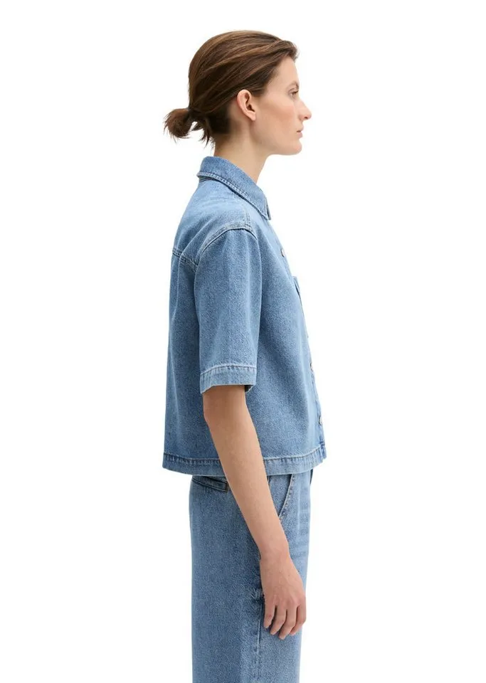 Marc O'Polo Marc O'Polo Jeansbluse aus Lyocell-Leinen-Baumwolle-Mix, Blau, – Produktbild 2 von 4