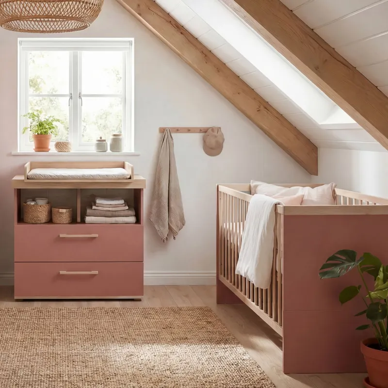 roba Roba Kombi-Kinderbett 70x140 cm 'Jimmy mauve/eiche' Jimmy mauve/eiche – Produktbild 3 von 3