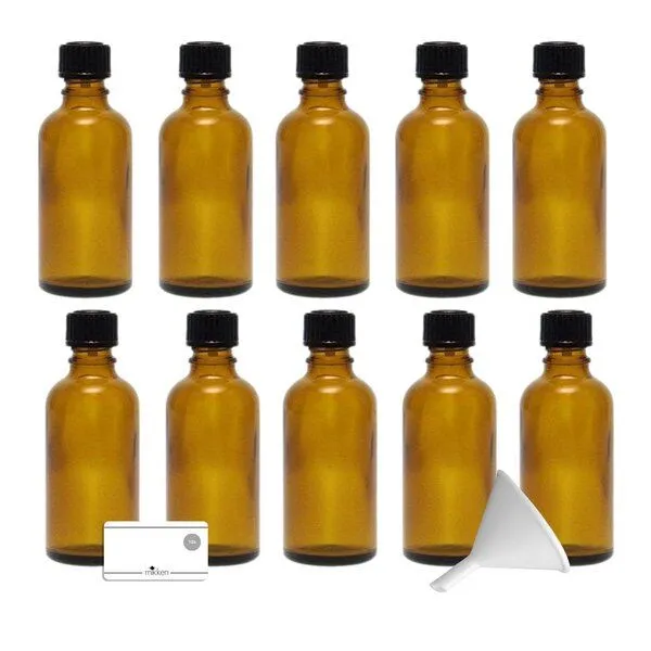mikken mikken Set Tropfflasche 10 - 100 ml Apothekerflasche mit Tropfer braun Dosierflasche mit Etiketten und Trichter – Produktbild 3 von 6