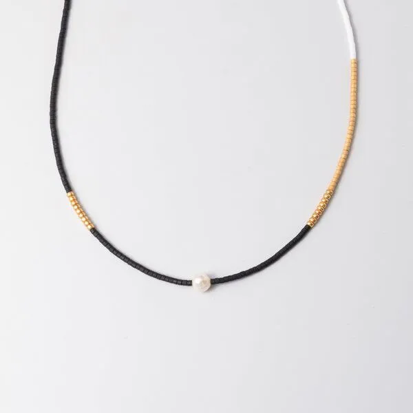 fejn jewelry fejn jewelry Kette 'miyuki & pearl', Black & white, – Produktbild 1 von 4
