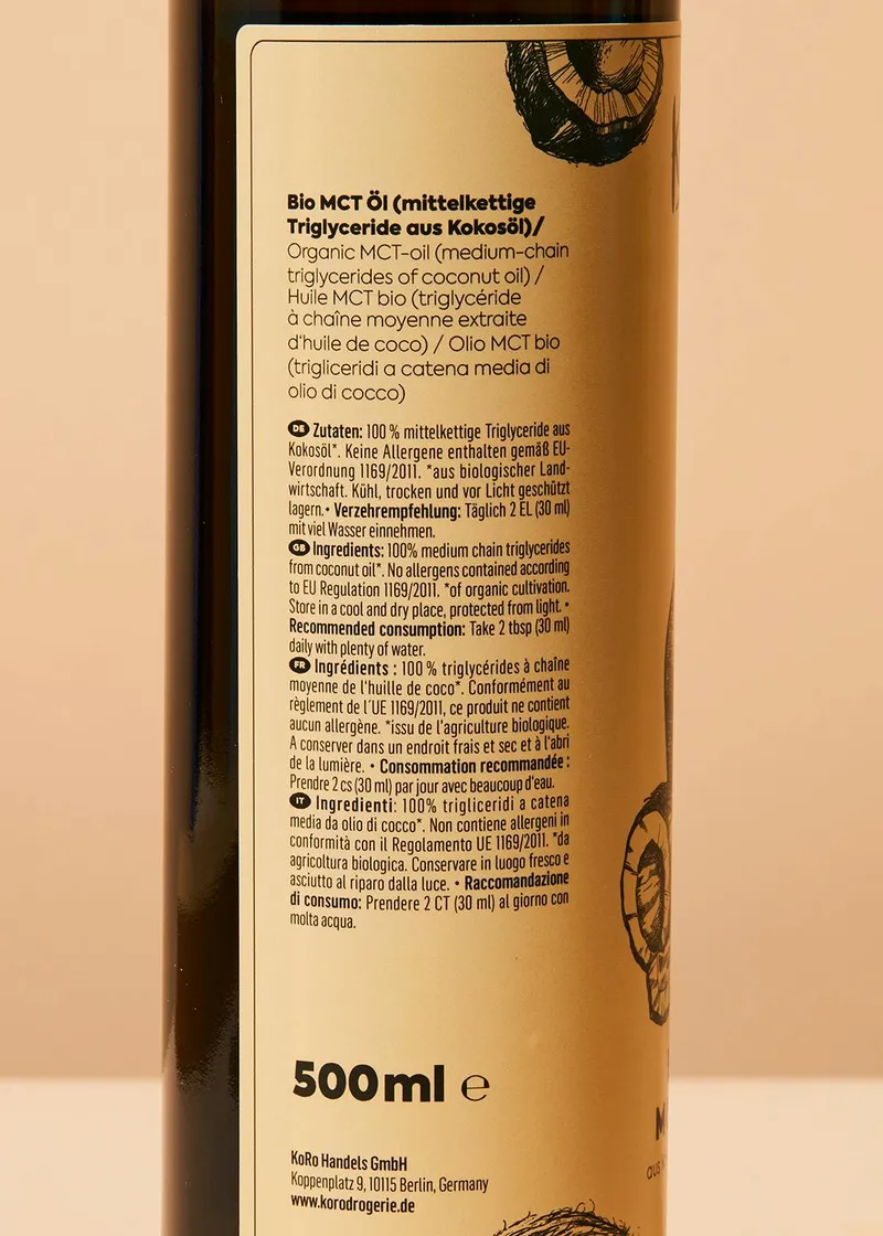 KoRo Bio MCT Öl 6 x 500 ml – Produktbild 3 von 5