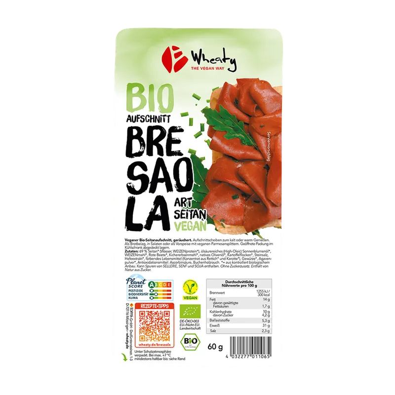 Wheaty veganer Aufschnitt Bresaola Art, BIO, 60g – Produktbild 1 von 1