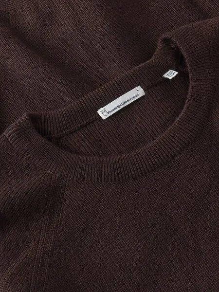 KnowledgeCotton Apparel KnowledgeCotton Apparel Rundhalsausschnitt-Pullover aus Bio-Merinowolle, Braun-chocolate-torte, – Produktbild 3 von 3