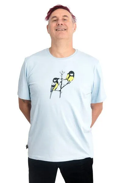 Hirschkind Hirschkind Fair-Trade-Männershirt "Kohlmeisen" - Made in Kenia - hellgrau – Produktbild 1 von 2