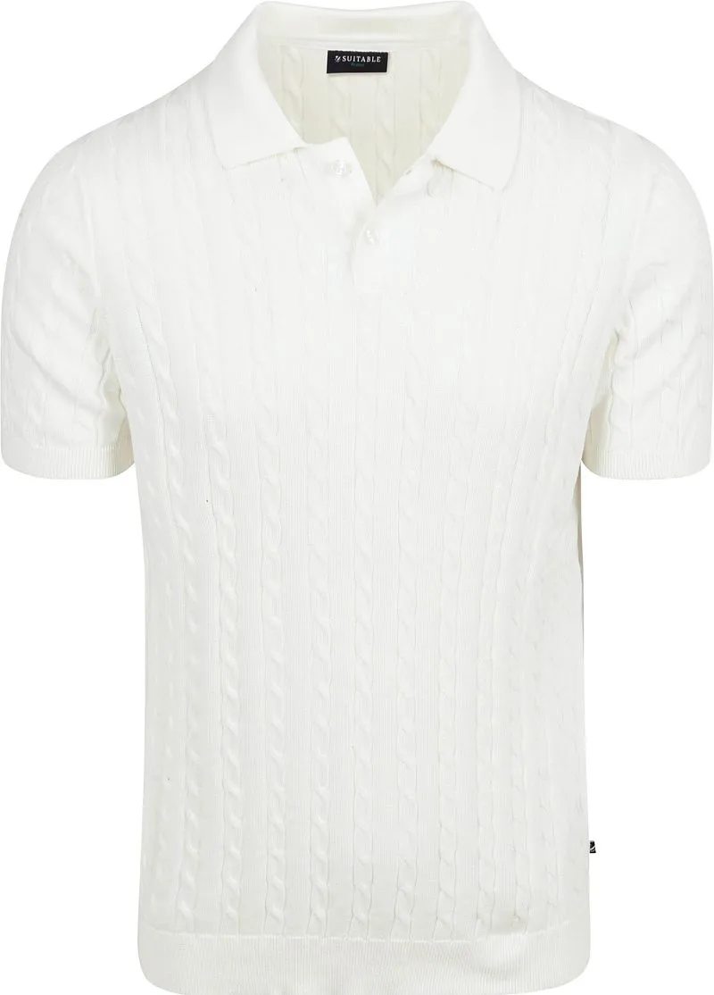 Suitable Suitable Respect Poloshirt Knit Cable Ecru - Größe XXL, Weiß, – Produktbild 1 von 5