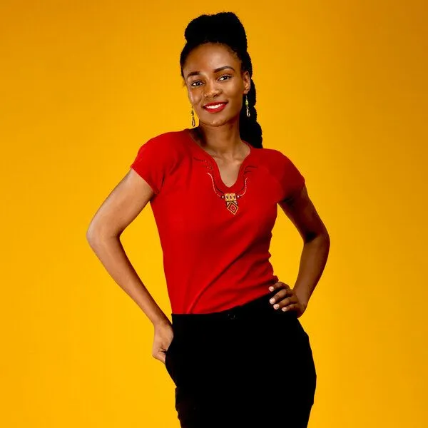 Africulture Africulture Damen Top aus Baumwoll Stoff mit Stick/Perlenmuster Lamu Design, Terracotta, – Produktbild 1 von 1
