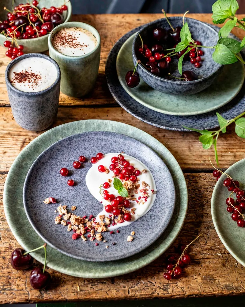 Gipfelstück Gipfelstück Moos'N'Stein Dessertteller-Set, Steinzeug, Grau, – Produktbild 1 von 5