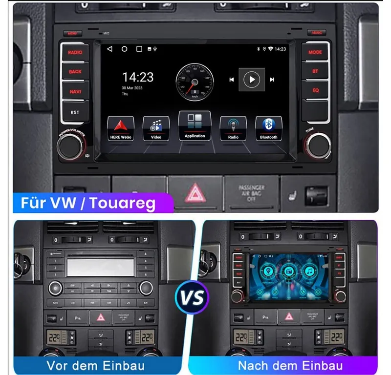 ESSGOO Für VW T5 Multivan Transporter Touareg Autoradio Android 15 Autoradio (RDS, Digitalradio (DAB), FM), Schwarz, – Produktbild 4 von 5