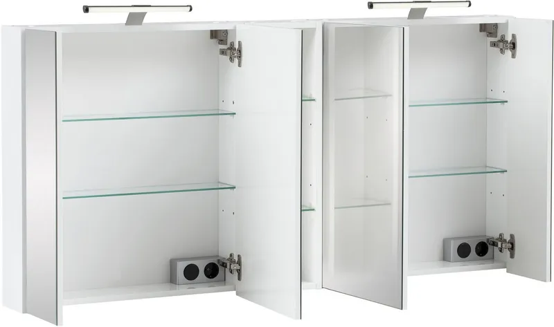 Schildmeyer Spiegelschrank Duo, Doppelter Spiegelschrank, Made in Germany, B: 141,6 cm (1-St) Solide Verarbeitung - Dieses Produkt ist in Deutschland gefertigt, Weiß, – Produktbild 5 von 5