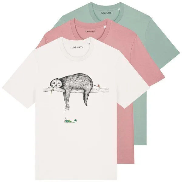 LIGARTI LIGARTI T-shirt - Faultier, Altrosa, – Produktbild 2 von 4