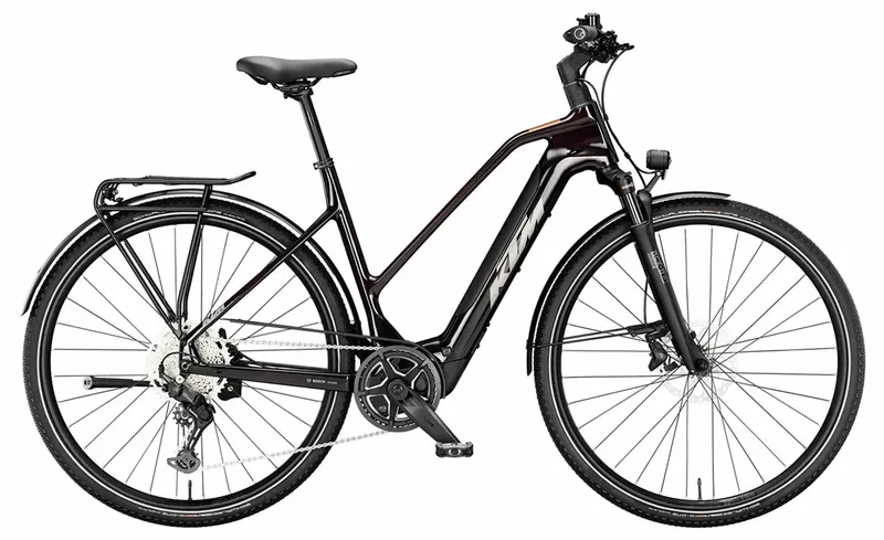 KTM KTM MACINA SPORT SX ELITE - 28 Zoll 400Wh 10K Trapez - transparent red (grey+chrome orange), Rot, – Produktbild 1 von 1