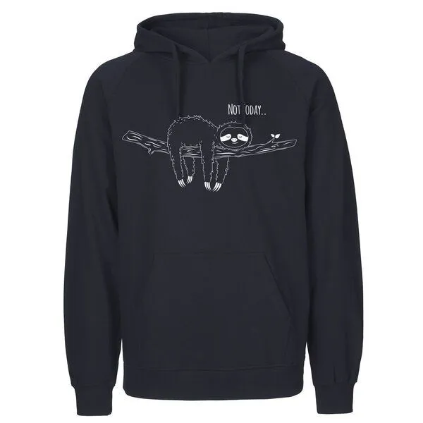 HANDGEDRUCKT HANDGEDRUCKT "Not Today..." Männer Hoody aus reiner Biobaumwolle (kbA), Navy, – Produktbild 1 von 3