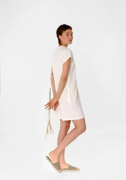 THOKKTHOKK ThokkThokk TT76 Boxy Shirt Dress STRUCTURED (GOTS), Off white (weiß), – Produktbild 3 von 8