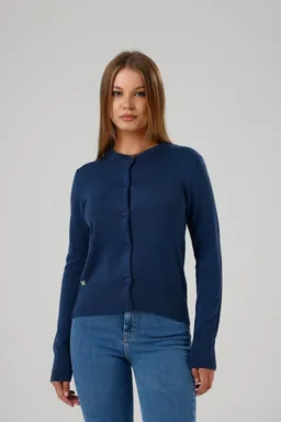 GORG GORG Damen vegan Strickjacke Mit Rundhalsausschnitt Marineblau – Produktbild 1 von 1