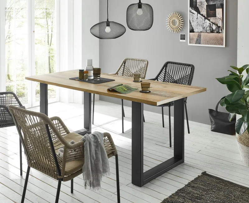 Home affaire Esstisch Sherwood, Tisch im Industrial-Style, Wohnzimmertisch, Küchentisch, Metallgestell, in 2 Farben erhältlich, 180 cm breit, Braun, – Produktbild 4 von 5