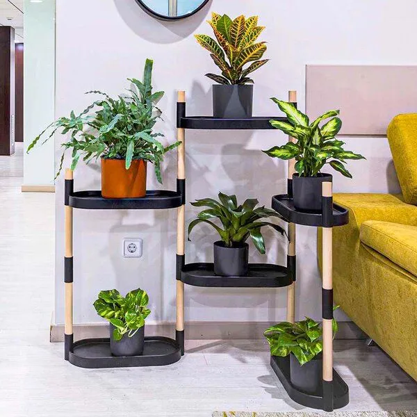 CitySens CitySens Blumenregal mit 6 Ablagen, Schwarz, – Produktbild 1 von 4